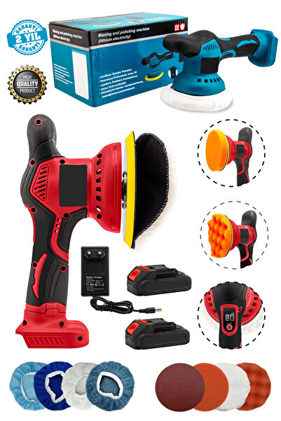 MOONSHOP Çift Akülü Orbital 128DXV Lityum 2x Batarya 6 Devir Ayarlı Detay Pas...