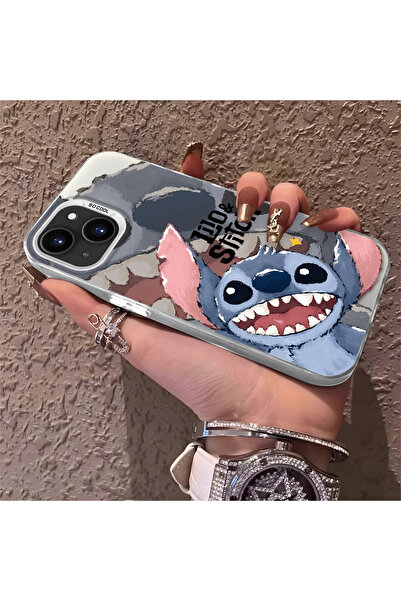 ucuc غطاء متوافق مع آيفون 14 بلس/15 بلس بنمط ستيتش، حافة سيليكون وظهر صلب مع ...