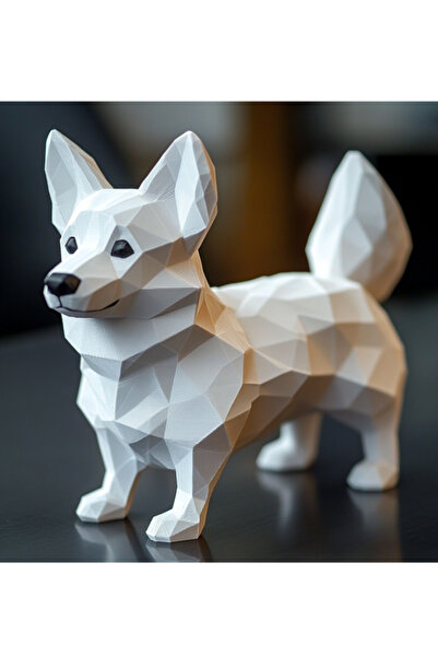 shop Geometrik Corgi Köpek Heykeli - 3D Baskı Modern Masaüstü Dekorasyonu
