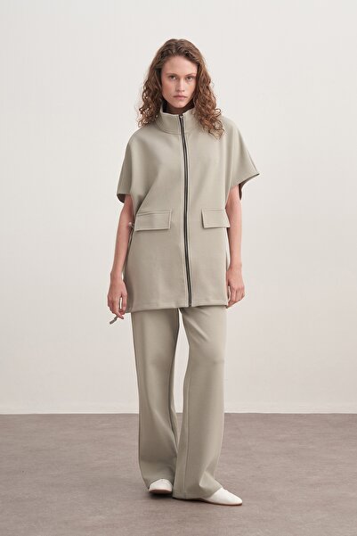EBU Prive Жіночий інтерлок оверсайз жилет пастельно-сірий