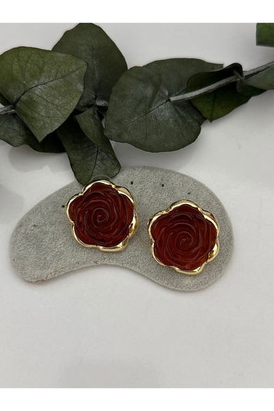 YENGEÇ Brand Brown Rose Earrings