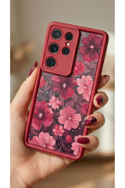 UnDePlus Samsung Galaxy S25 Ultra Kılıf Kamera Çıkıntılı Renkli Çiçek Kabartmalı Silikon Kapak BS1