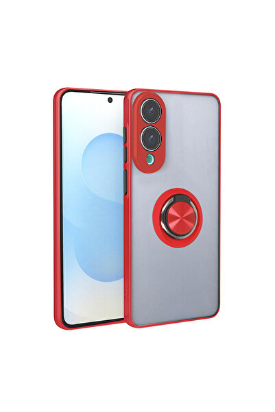 NewFace غطاء سيليكون لهاتف سامسونج جالاكسي S25 إيدج مع حلقة مونتريال - أحمر