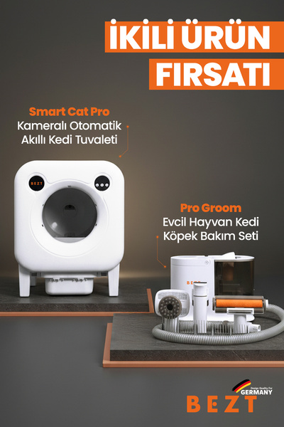 Bezt Smart Cat Pro Kameralı Otomatik Akıllı Kedi Tuvaleti+Pro Groom Evcil Hay...