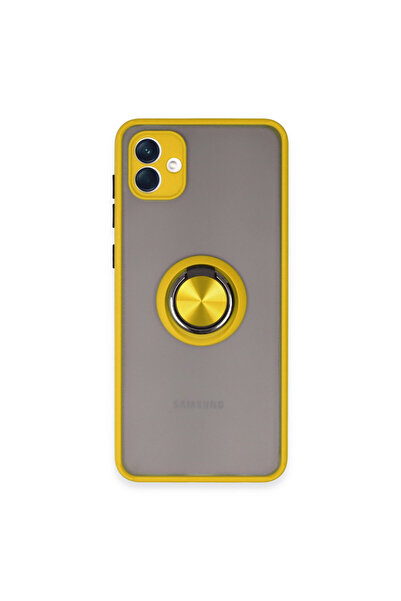NewFace غطاء سيليكون مونتريال لجهاز سامسونج جالاكسي A04 مع حلقة - أصفر
