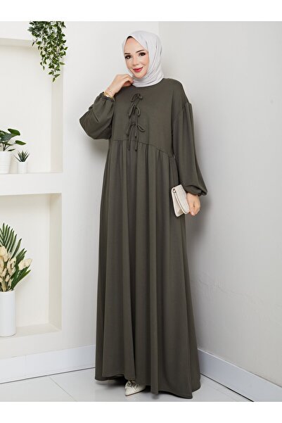 SAHRA BUTİK فستان فيونكا - كاكي -