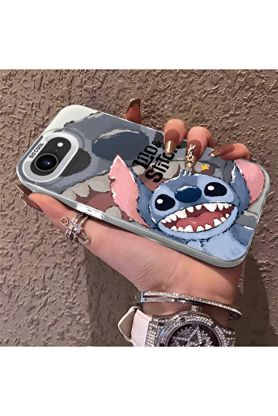 ucuc غطاء متوافق مع آيفون 16e بنمط ستيتش، حافة سيليكون وظهر صلب مع خاصية مقاو...