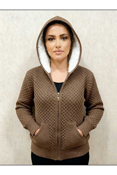 JULYA TRİKO Kadın Kalın Fermuarlı Kapüşonlu Kanguru Cepli Ceket 106