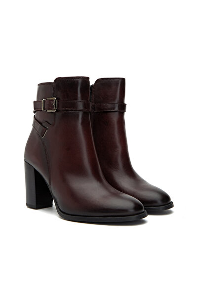 George Hogg Bordo Kemer Detaylı Kadın Deri Bot