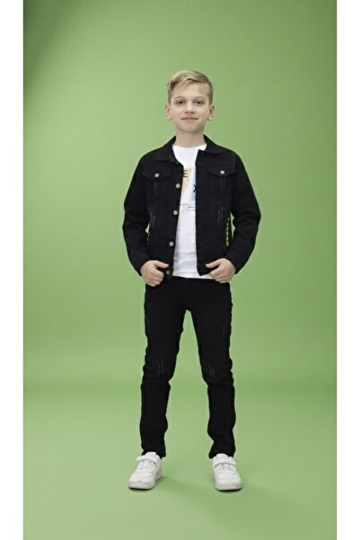 BeModal Boys' Triple Jean Set Triple Denim Set T-Shirt Pants Jacket