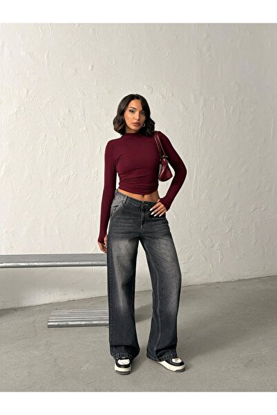 Blue Wings High Waist Pre-Processed Loose-Leg Pants