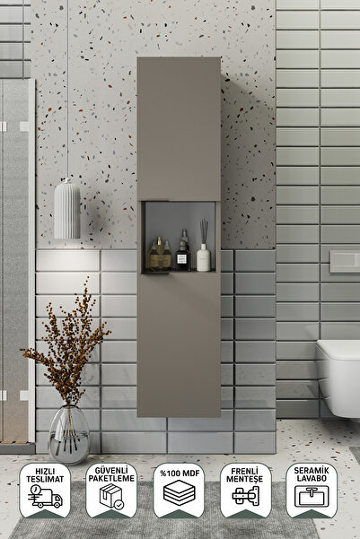 BİANİ FİX Arya Ve Loft Uyumlu Latte Boy Dolabı