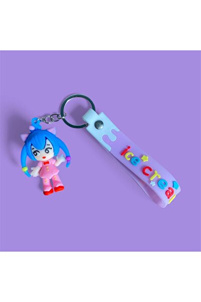 glownux سلسلة مفاتيح من السيليكون باللون الوردي من Anime Hatsune Miku