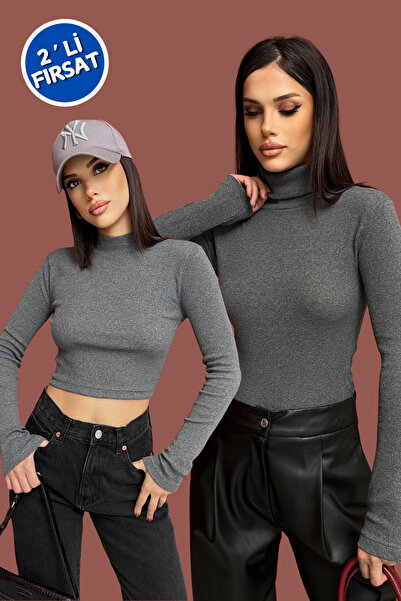 XELA 2-Pack - Full Collar and Half Fishman Collar Tie-On Shawl Ribbed Knit Z