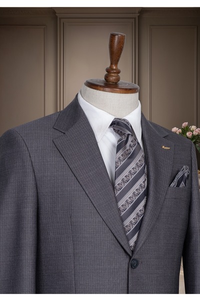 ilayda emir قصة عادية، بليزر، ياقة على شكل ريشة، زرين، مخطط، بدلة رجالية، رمادي