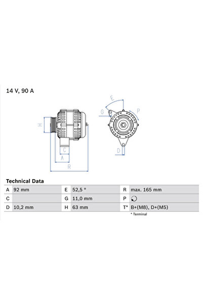 Bosch Generator / Alternator Citroen Berlingo / Berlingo First Microbus/Evasion
