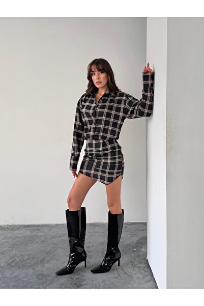 mydukkan.co Plaid Shirt Dress