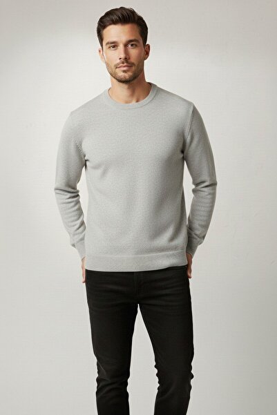 WKM Slim Cut Soft Textured Non-Pilling Crew Neck Men's Knit Sweater