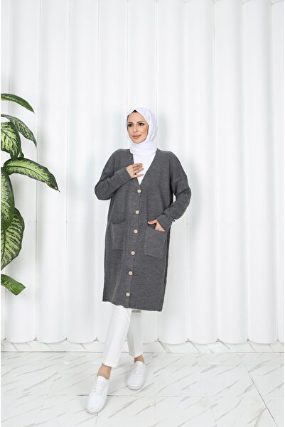 NİSUM MODA Corded Fabric Knitwear Pocket Cardigan