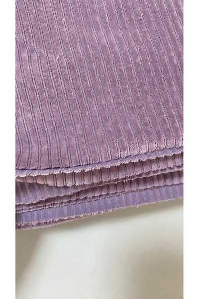 Butik Babadağ kumaş lila renk 150x210cm tek parça organık likralı ene cizgi d...