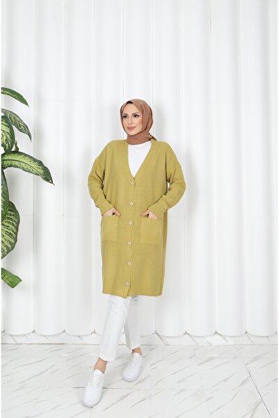 NİSUM MODA Corded Fabric Knitwear Pocket Cardigan