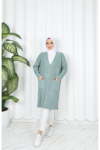 NİSUM MODA Corded Fabric Knitwear Pocket Cardigan