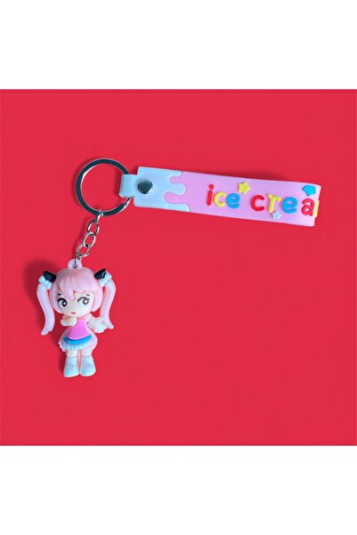 glownux Pink Anime Hatsune Miku Silicone Keychain