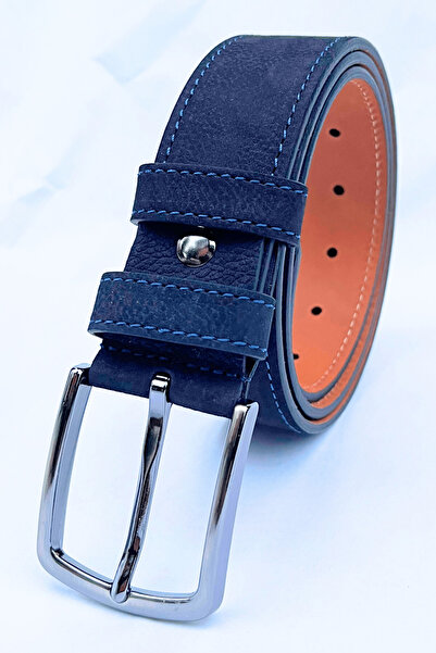 Parscraft حزام رجالي من جلد نوبوك 4 سم حزام رياضي من قماش الدنيم باللون الأزر...