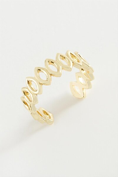 Bijuteri Net خاتم معدني منقوش بسلسلة بيضاوية