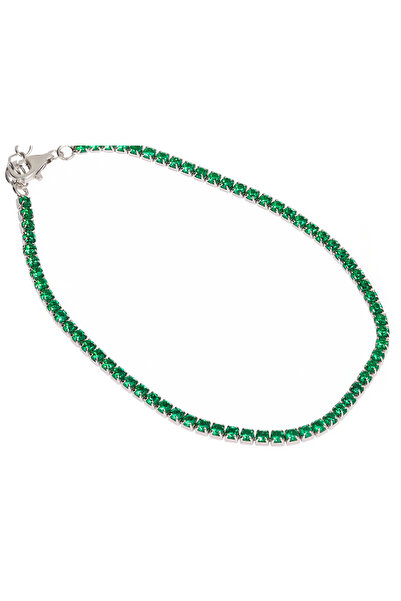 celikchi Kadın ince Yeşil Renk Gümüş Su Yolu Bileklik