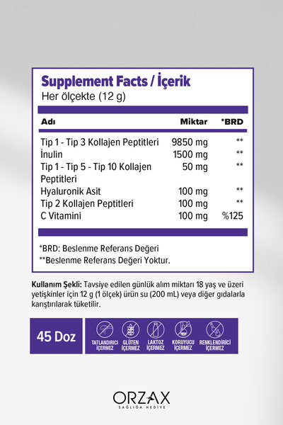 DAY2DAY The Collagen MultiBalance Tip 1/ Tip 2/ Tip 3/ Tip 5/ Tip 10 Kolajen Toz Form 540 gr