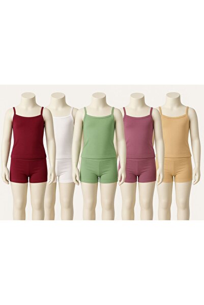 MAVİ QUMSAL Σετ από βαμβακερό πολυεστέρα για κορίτσια με κορδόνια, εσώρουχο κ...