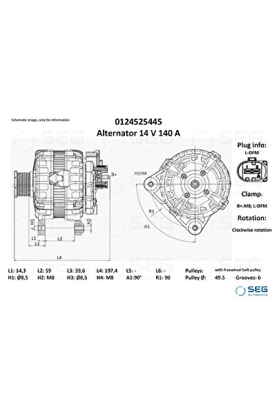 SEG Automotive Generator / Alternator Audi A3 Seat Exeo