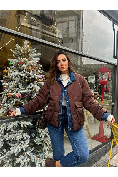 My Blog Brauner Jeansmantel mit detaillierten Taschen - 00666