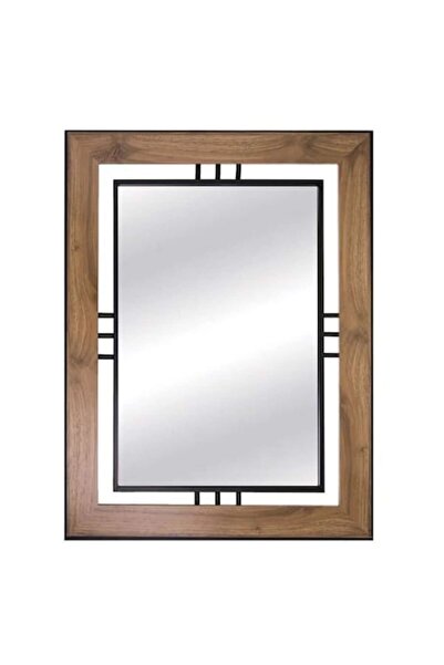 AB HOMES Oglindă de perete din lemn cu ramă metalică, 60x80 cm – Decor modern...