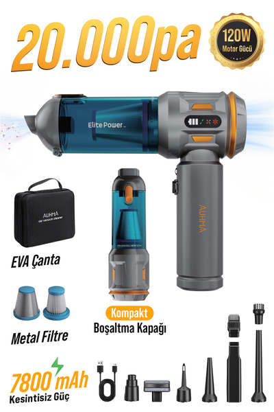 auhma AHV-24 LIMITED EDITION Mavi – 20.000PA Brushless Kablosuz Araç İçi Bası...