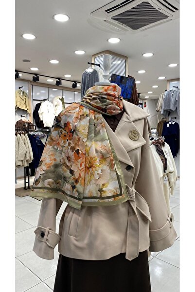 KUQOS Șal moale cu model floral verde