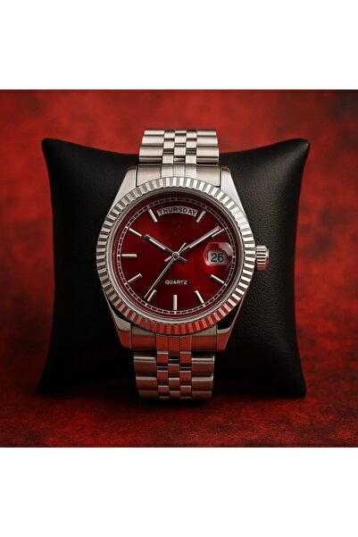 ALYA Zarif Çelik Kordonlu Kırmızı Kadran Günlük ve Özel Gün Kadın Kol Saati