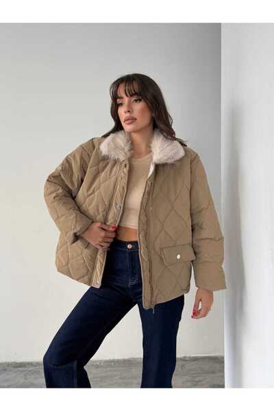 mydukkan.co Kapitone Kürk Detay Mont