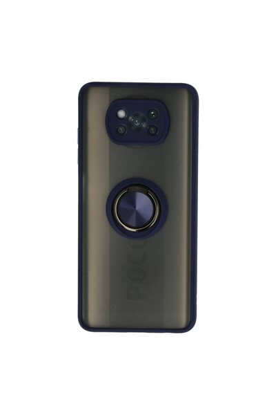 NewFace غطاء حماية سيليكون لهاتف Xiaomi Pocophone X3 مع حلقة مونتريال - أزرق داكن