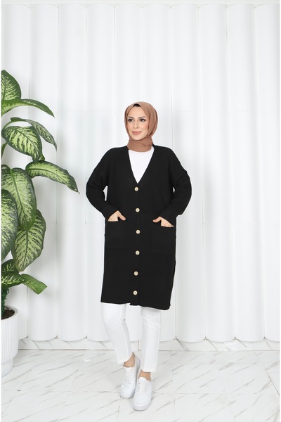 NİSUM MODA Corded Fabric Knitwear Pocket Cardigan