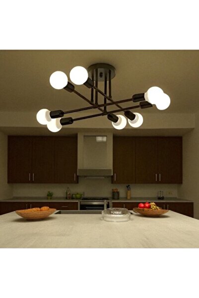 OEM Modernist Octa Chandelier, 8x E27, Black, 70 cm