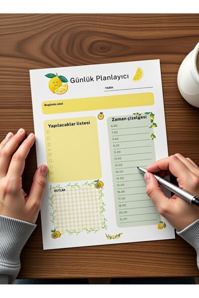 Dak Tasarım Limon Desenli Planlayıcı Defter | A5 Boyut Planner - Planlayıcı