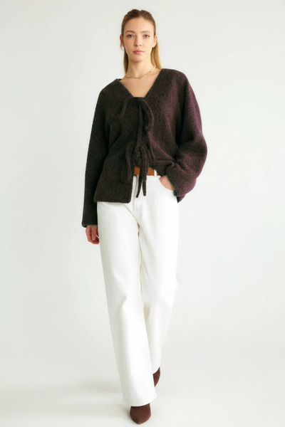 cemo Dokulu, V Yaka, Bağlamalı Önü Açık Hırka/Ceket