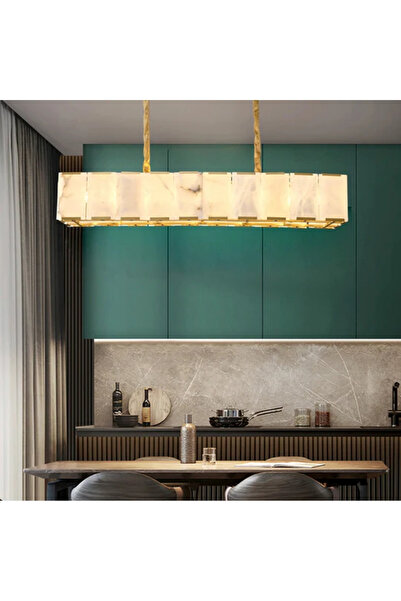 RONİSU AYDINLATMA Hera Doğal Mermer Tavan Sıralı Avize RA-AVZ- 2109-30-96