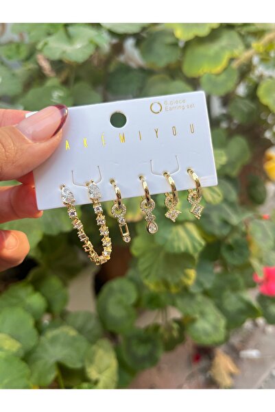 MODA 6lı kombin küpe gold