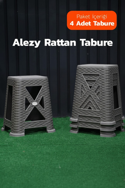 Alezy TB300 Rattan Tabure Büyük Boy 38x24cm 4 ADET