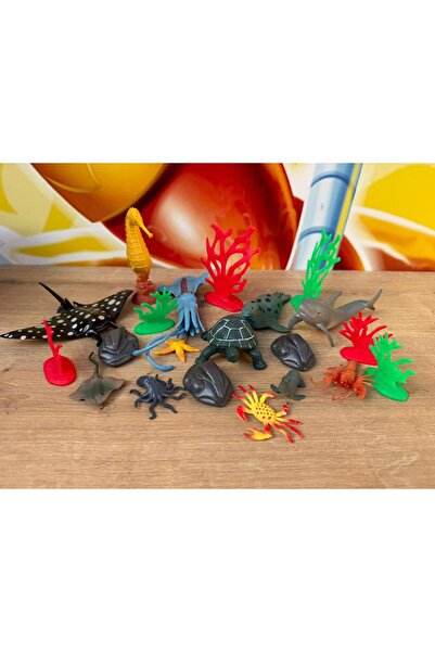 scntoys 21 Parça Oyuncak Hayvan Seti Okyanus Canlıları Balık Fok Kapbumba Den...