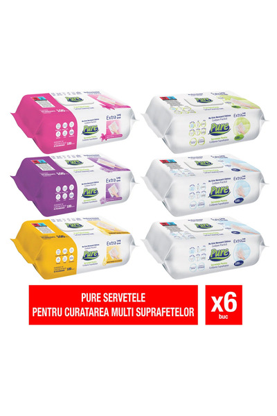 Pure Πετσέτα καθαρισμού επιφανειών MERT με διττανθρακικό άλας 6 x 100 τεμ.