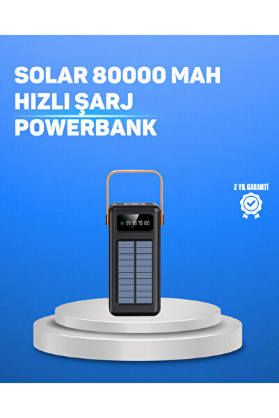 UCUZTEKNO 80000 mAh Yüksek Kapasiteli Powerbank Göstergeli Solar Şarj Cihazı